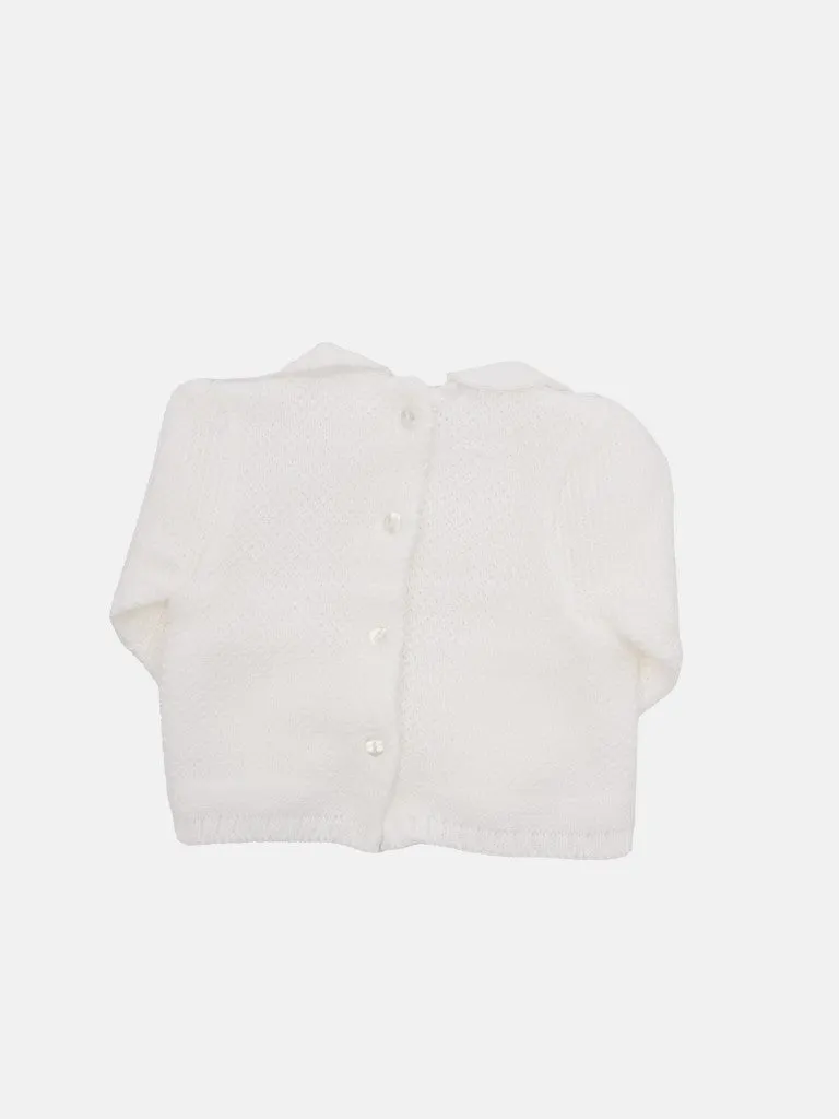 Baby Girl Tami Collection Textured Line Knitted Set-White