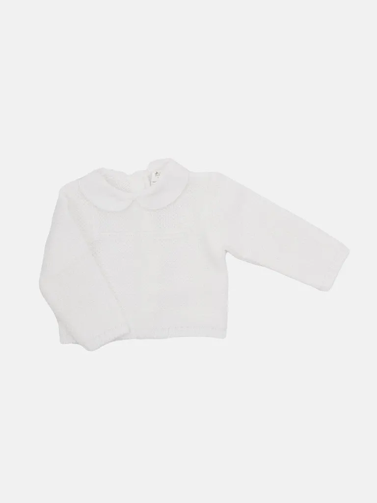 Baby Girl Tami Collection Textured Line Knitted Set-White