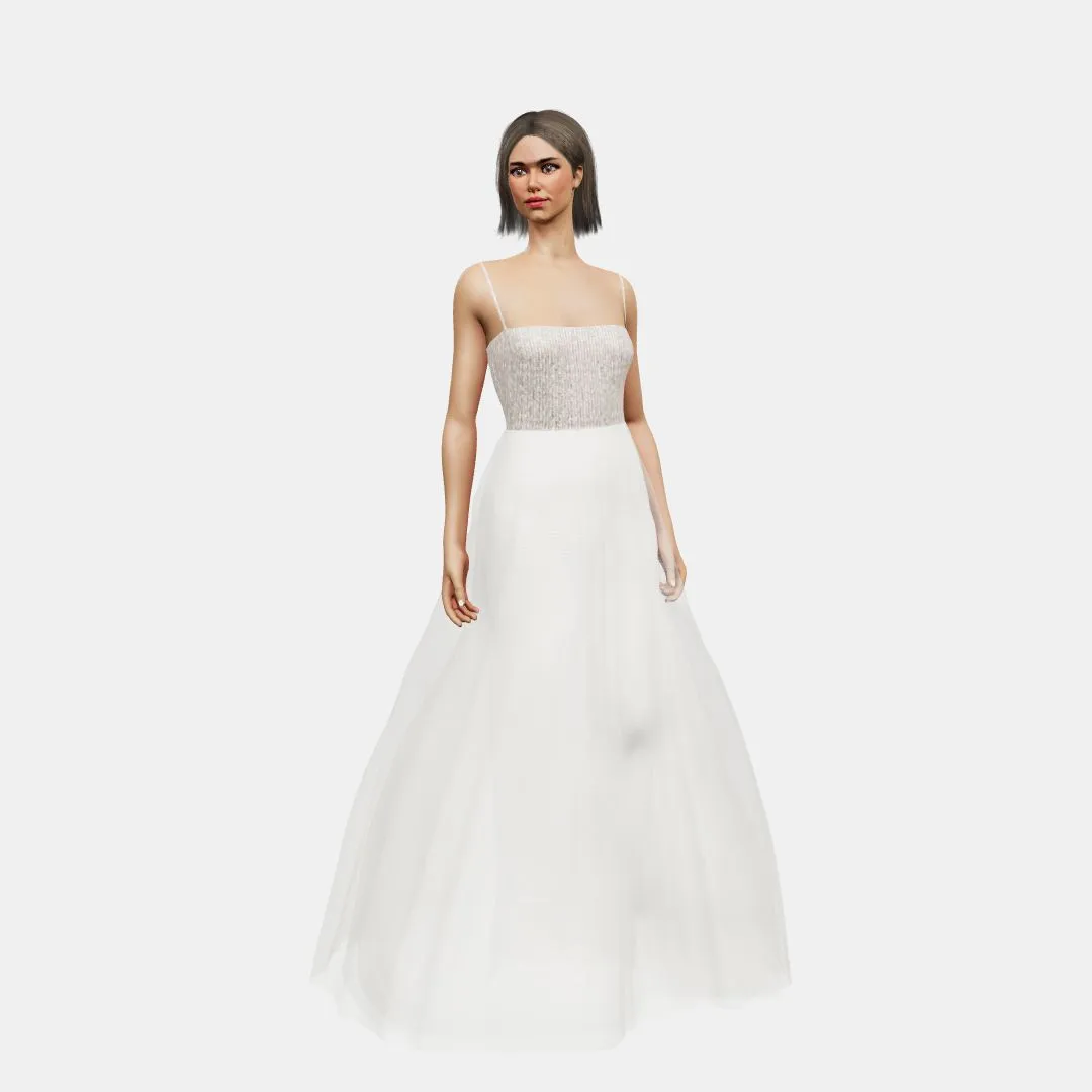 Bandeau and open back   A-line tulle