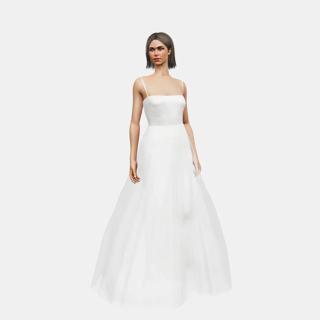 Bandeau and open back   A-line tulle