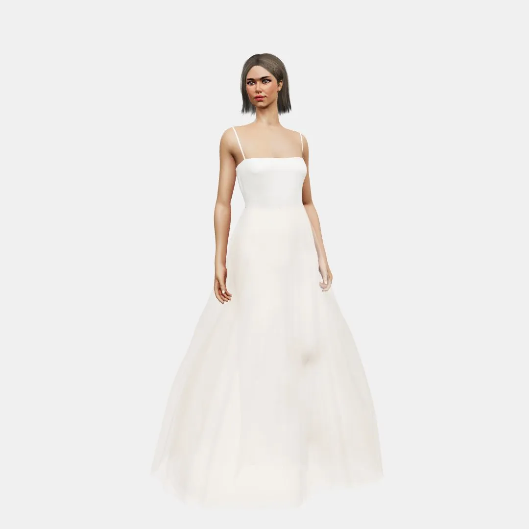 Bandeau and open back   A-line tulle