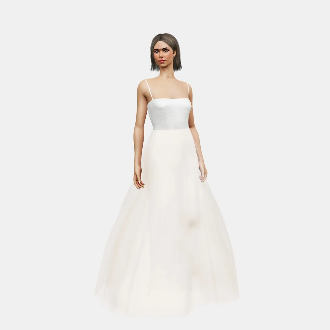 Bandeau and open back   A-line tulle