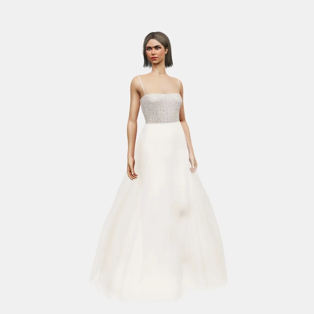 Bandeau and open back   A-line tulle