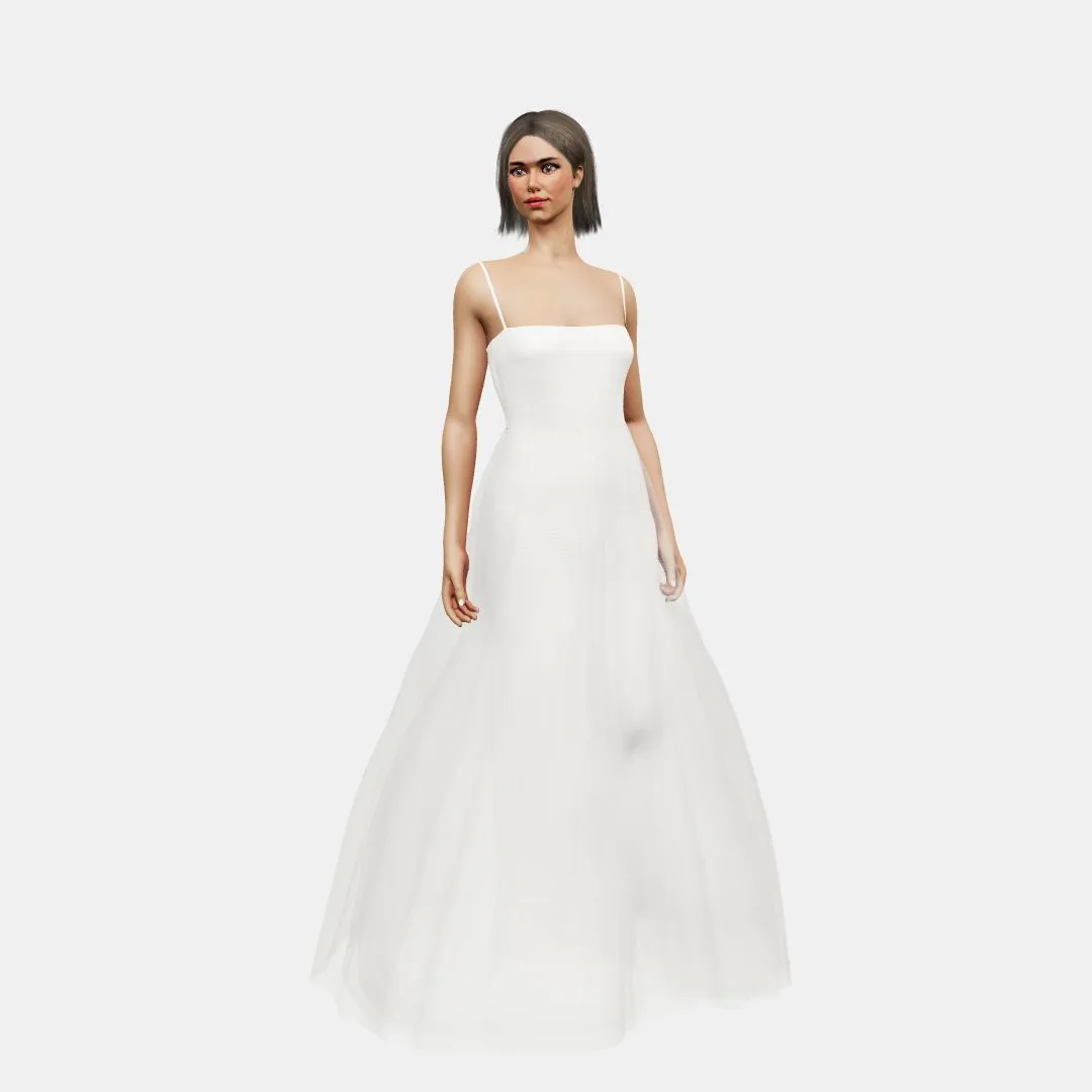Bandeau and open back   A-line tulle