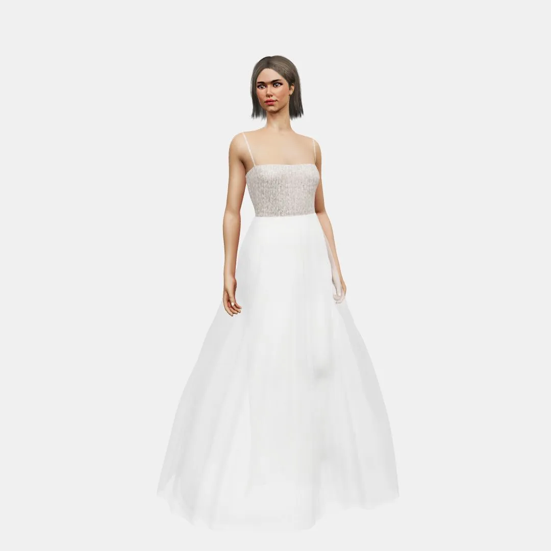 Bandeau and open back   A-line tulle