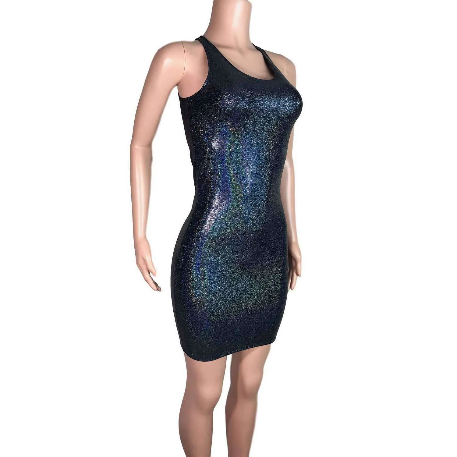 Black Holographic Bodycon Dress