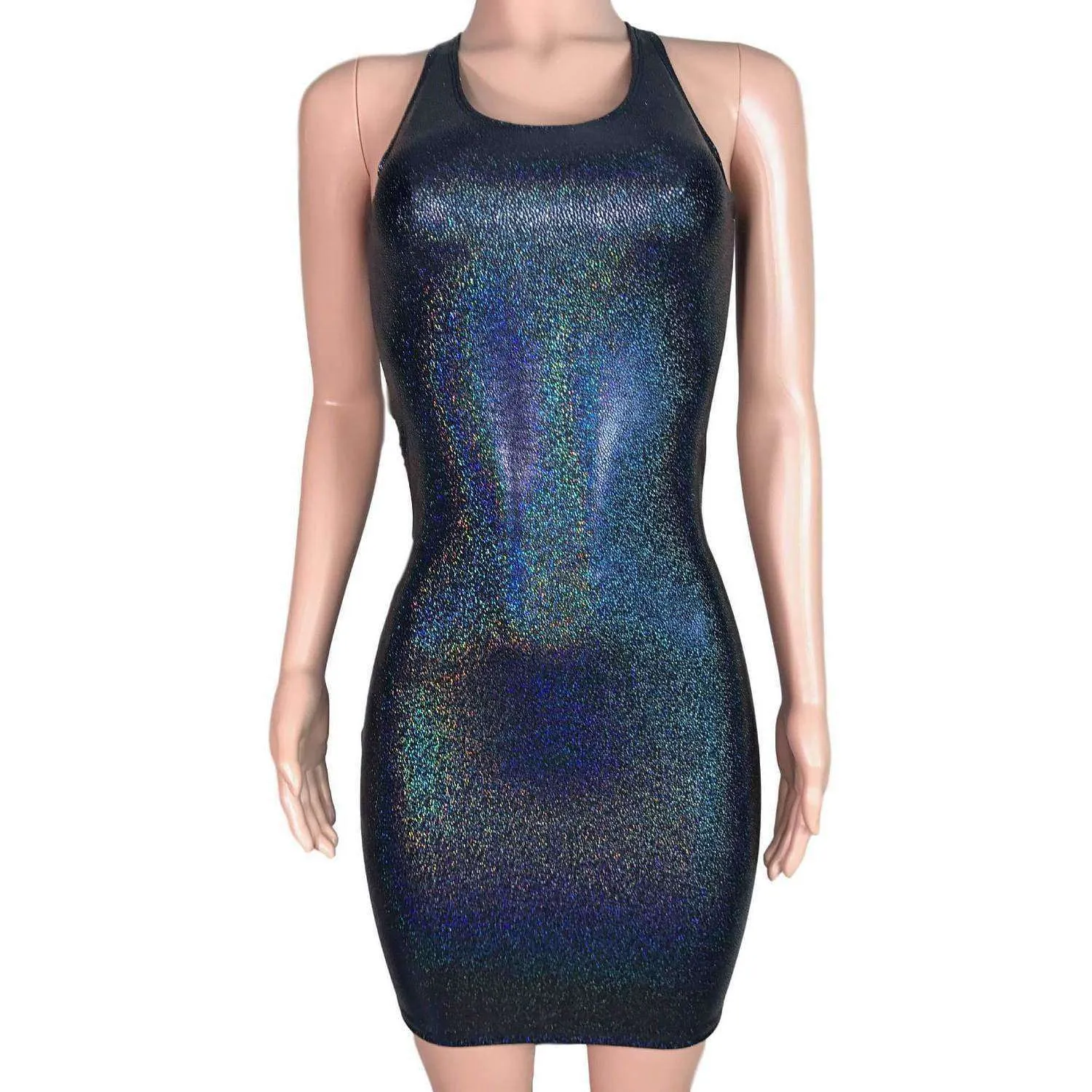Black Holographic Bodycon Dress