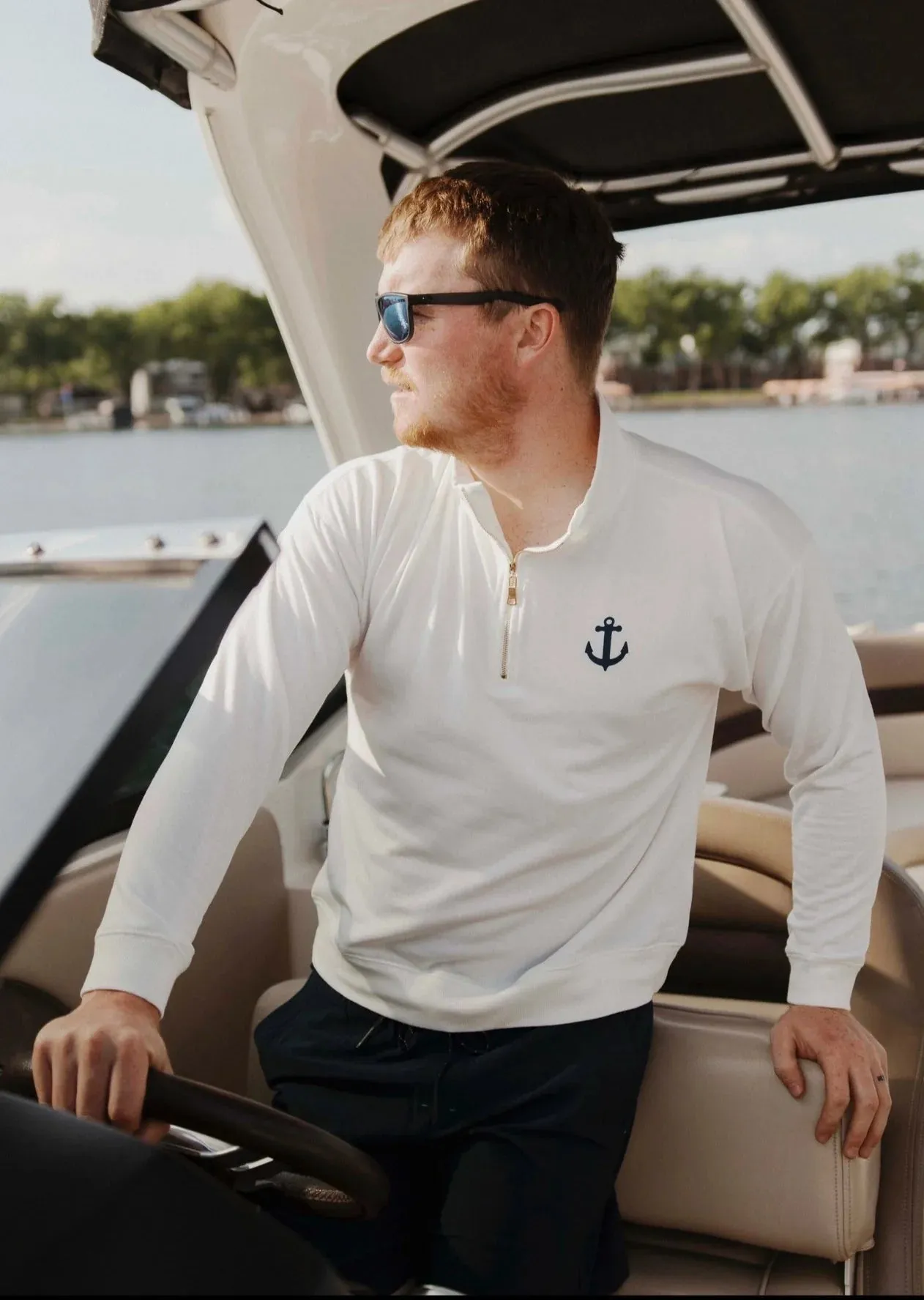 Boathouse Apparel Unisex Captain & Anchor Quarter Zip Sweatshirt