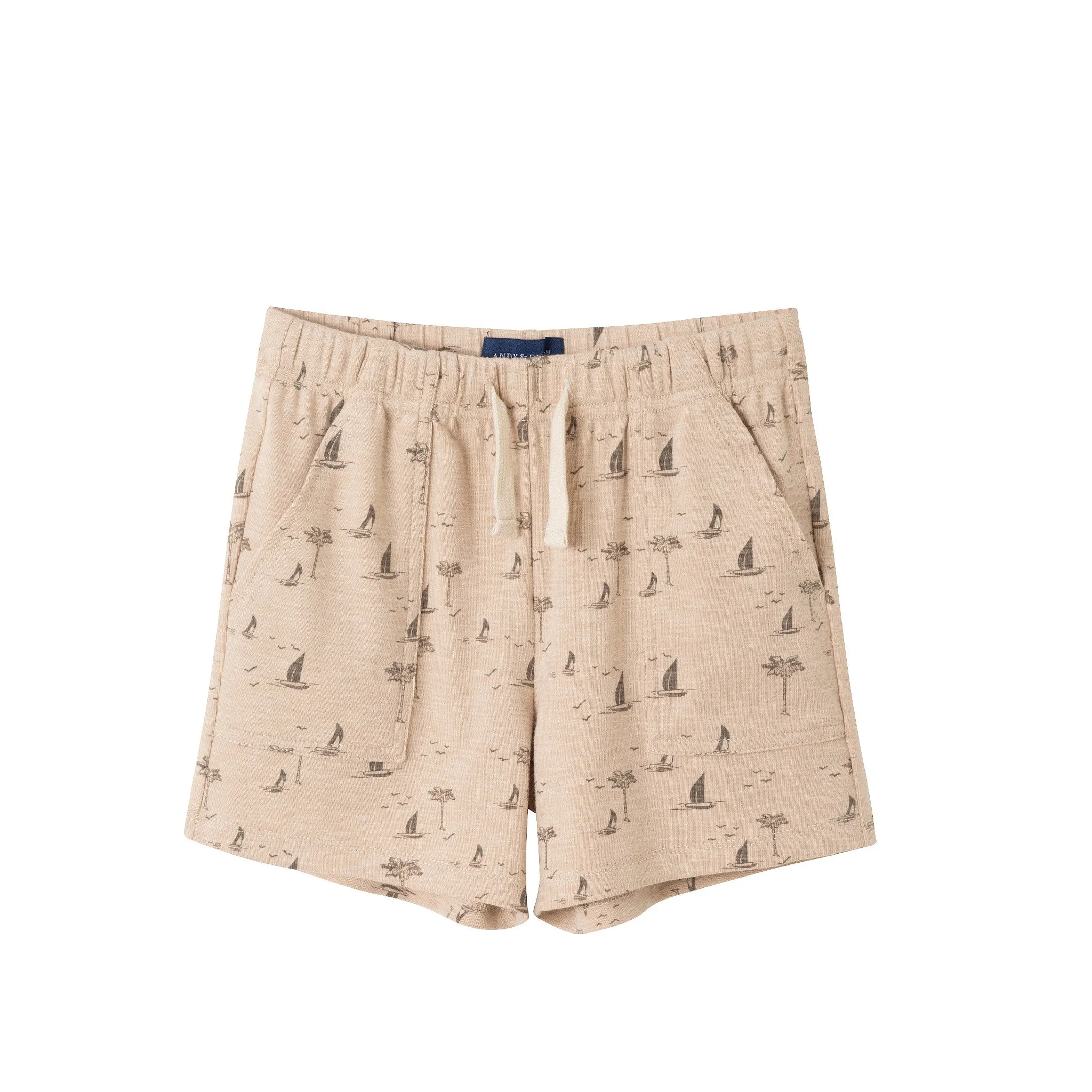 Kids (2-7) Washed Henley and Shorts Set | Sailboats