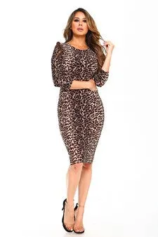 Leopard Bodycon Midi Dress