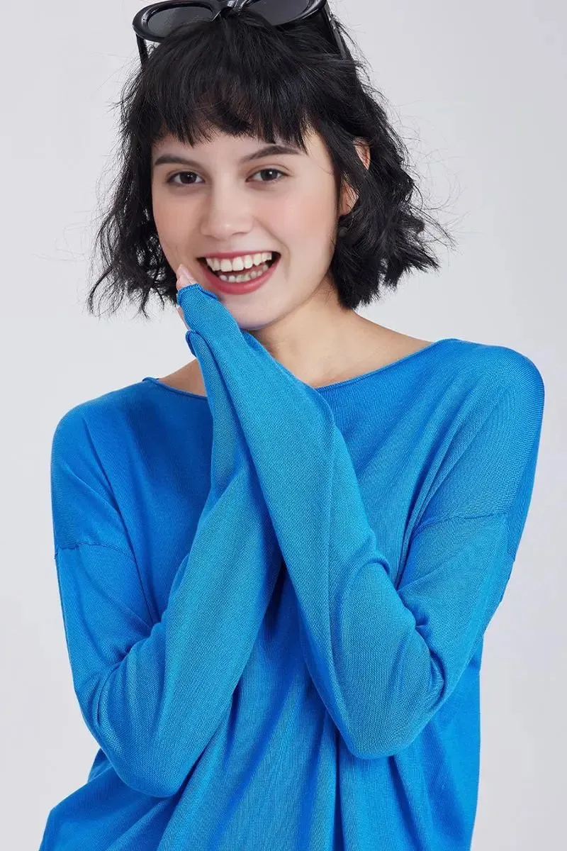 Lightweight Tencel Blend Long Sleeve Knit Top