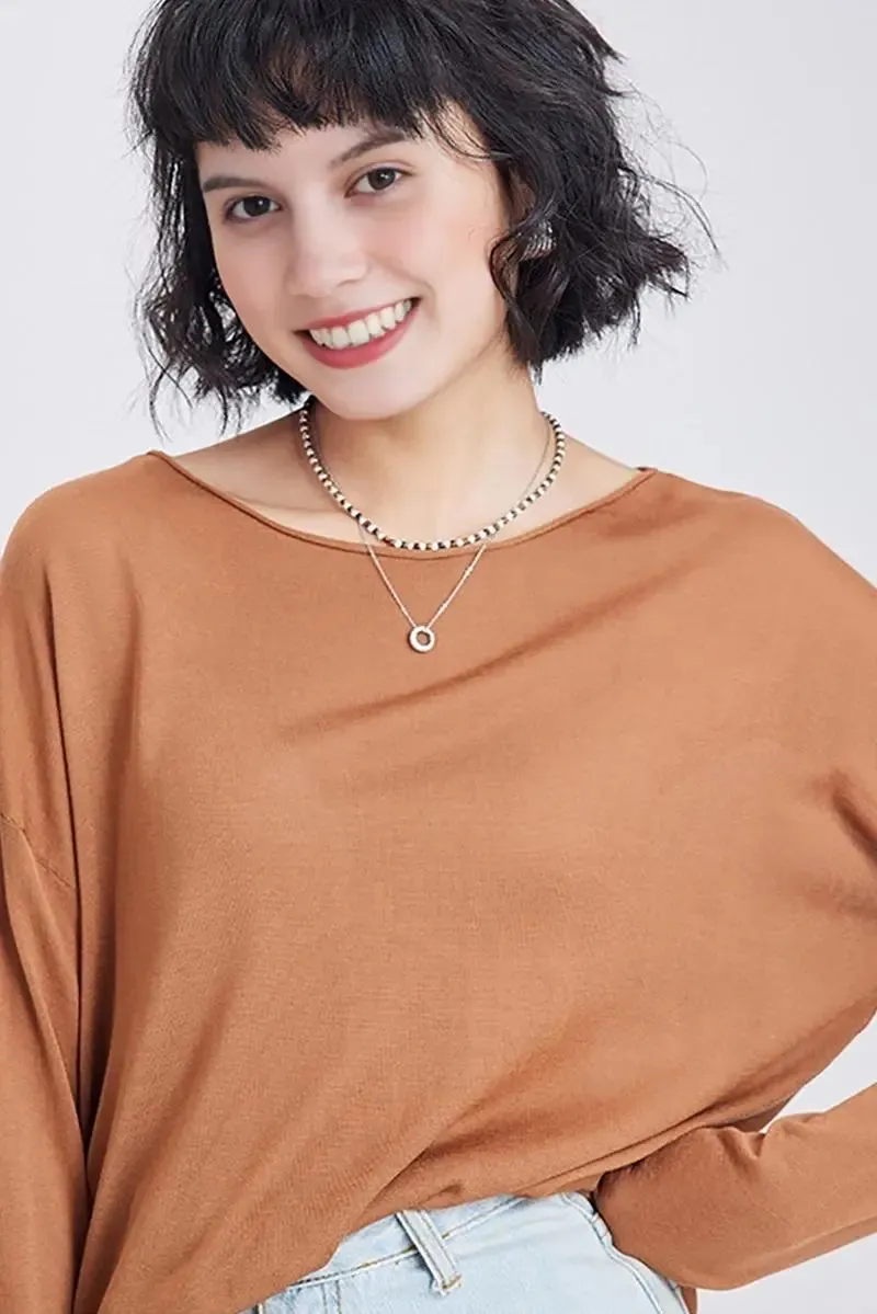 Lightweight Tencel Blend Long Sleeve Knit Top