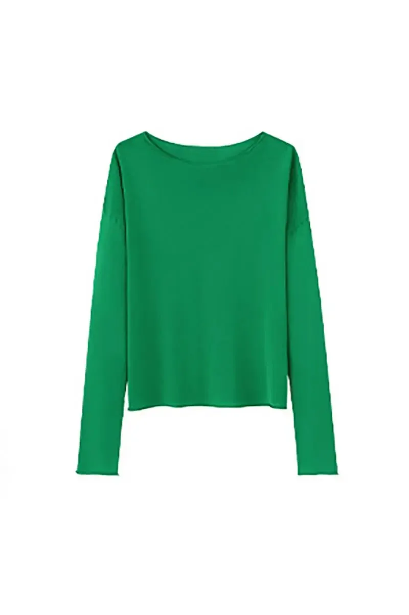 Lightweight Tencel Blend Long Sleeve Knit Top