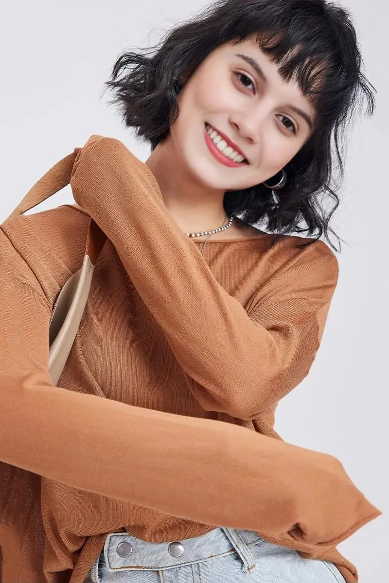 Lightweight Tencel Blend Long Sleeve Knit Top