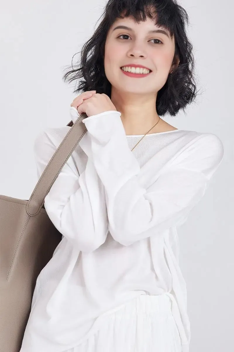 Lightweight Tencel Blend Long Sleeve Knit Top