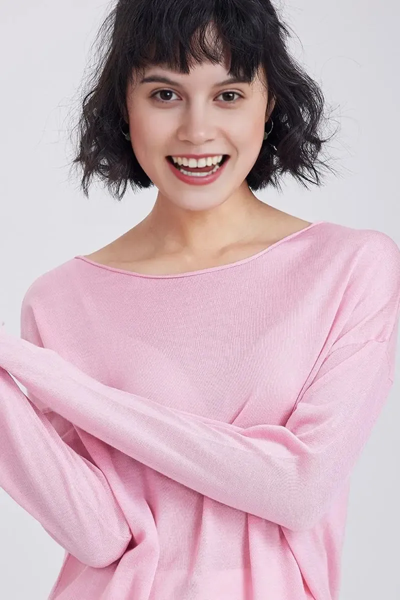 Lightweight Tencel Blend Long Sleeve Knit Top