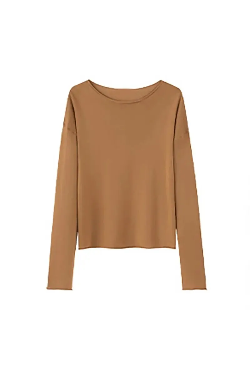 Lightweight Tencel Blend Long Sleeve Knit Top