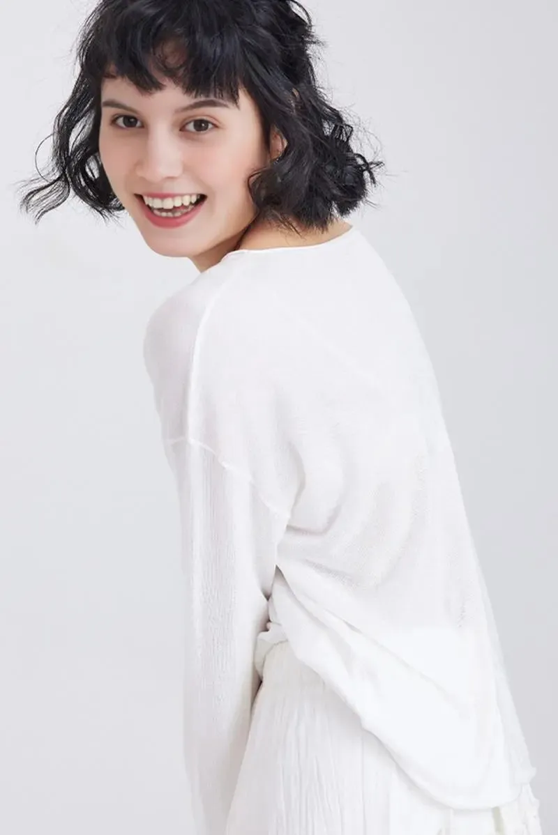 Lightweight Tencel Blend Long Sleeve Knit Top