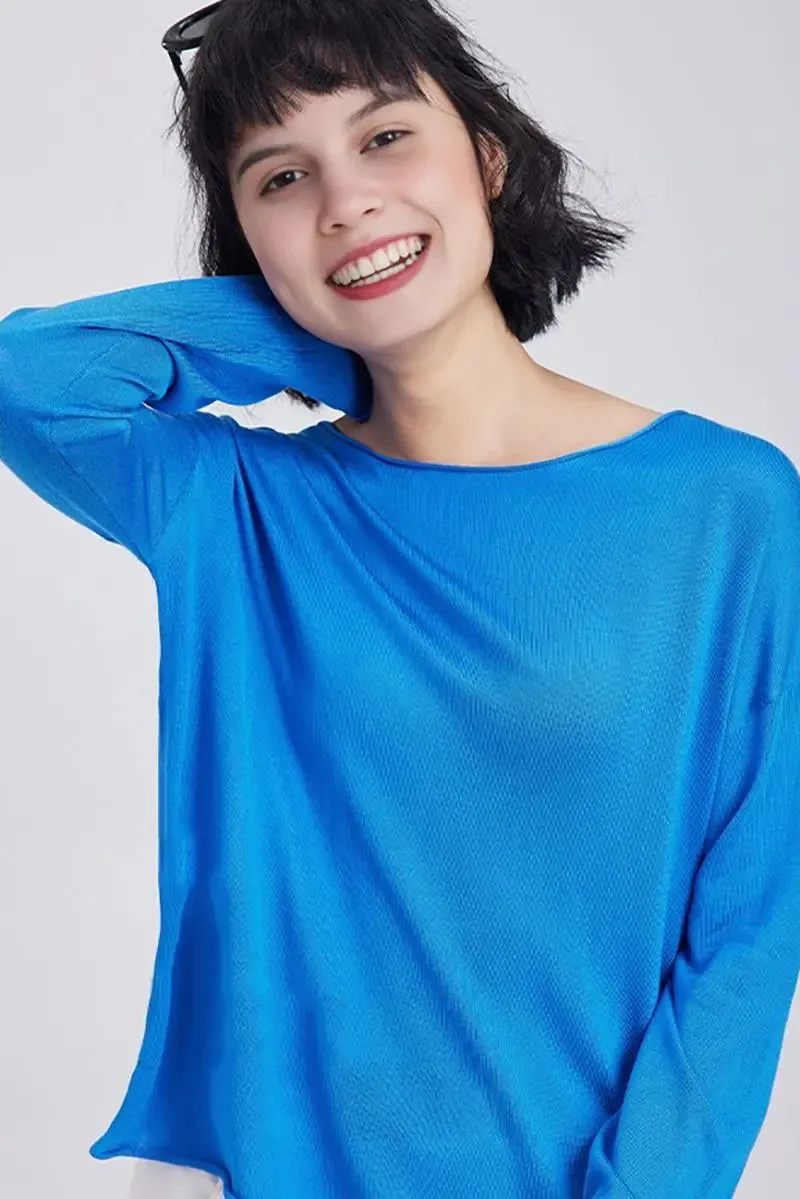 Lightweight Tencel Blend Long Sleeve Knit Top