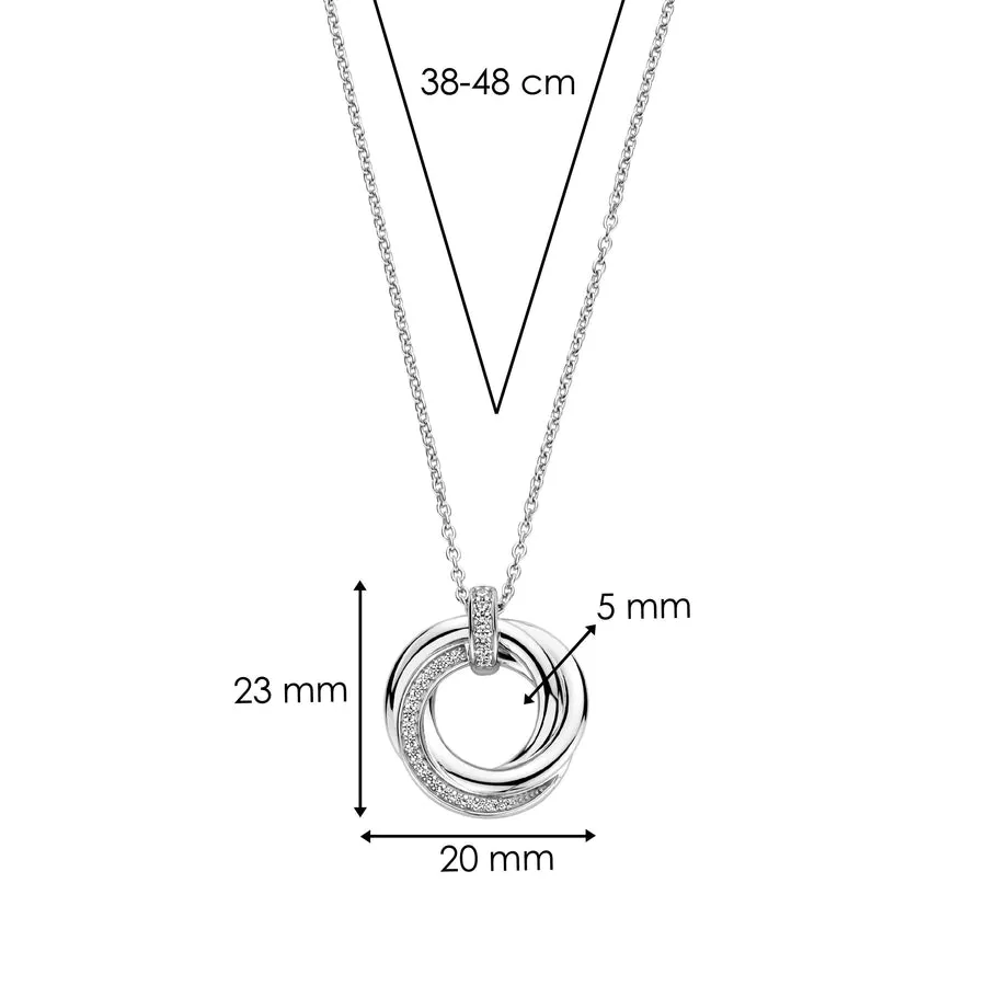 Milano CZ Pave Circular Pendant Necklace - Silver - 34055ZI/42