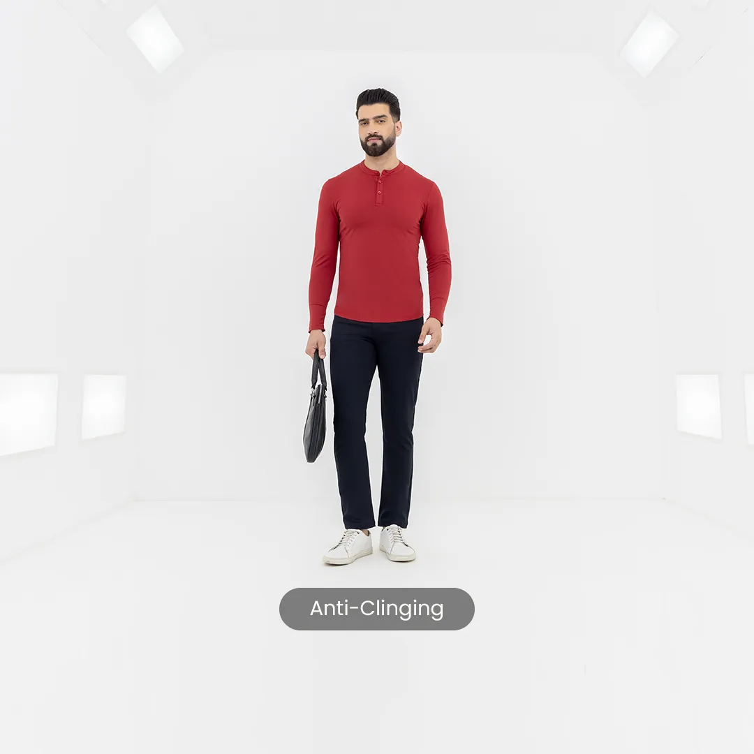 Pinstripe Red Workday Henley T-shirt
