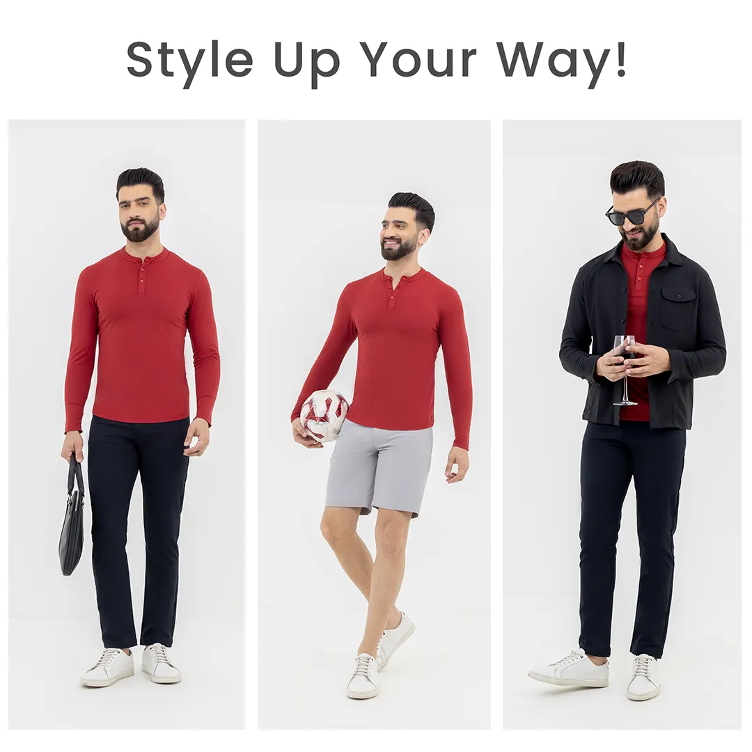 Pinstripe Red Workday Henley T-shirt
