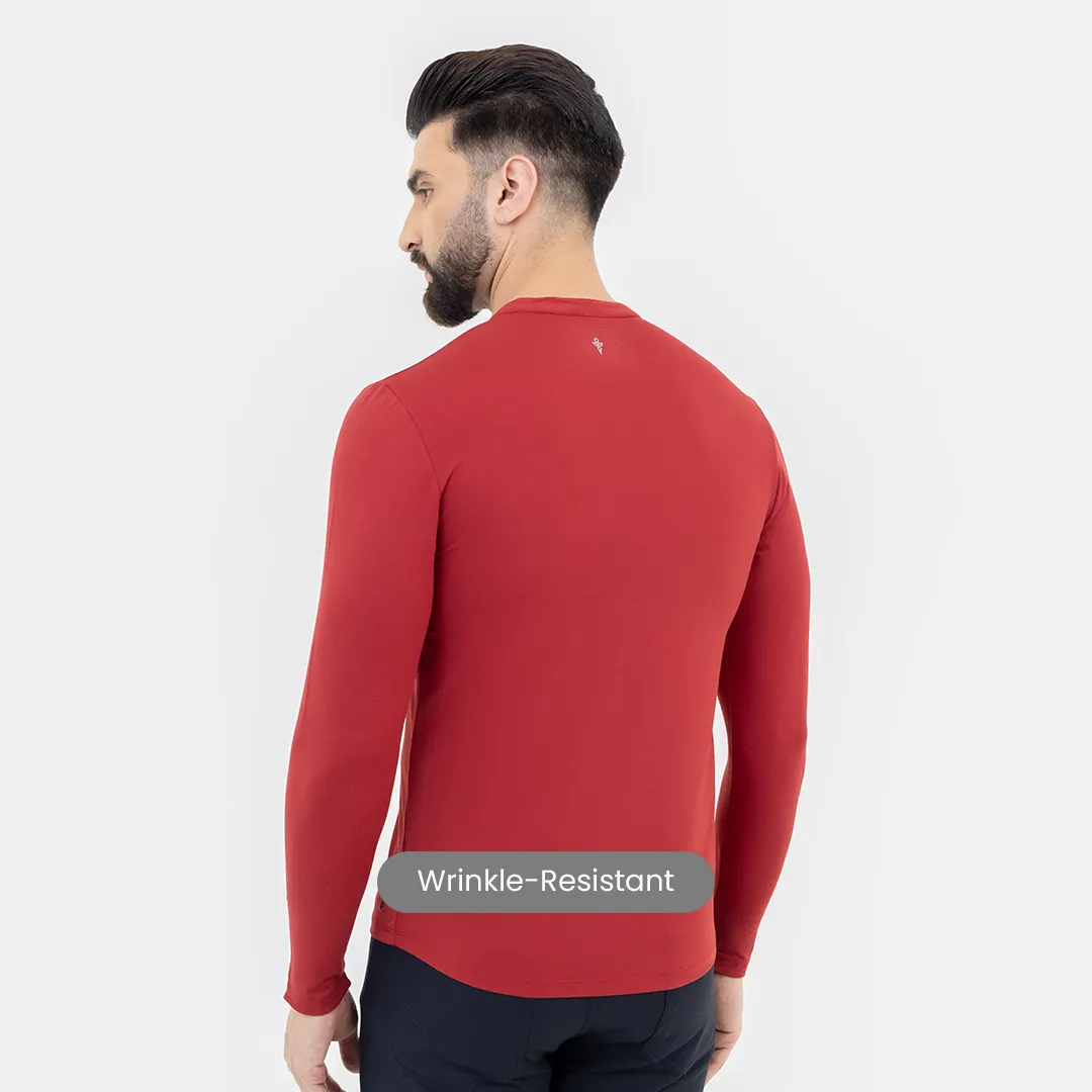 Pinstripe Red Workday Henley T-shirt