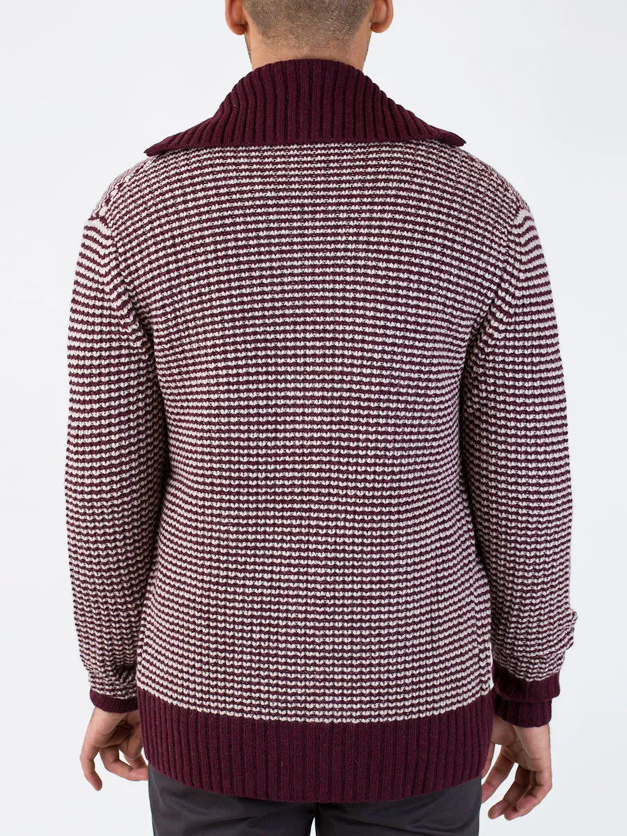 Plaid Knit Zip Roll Neck Cardy