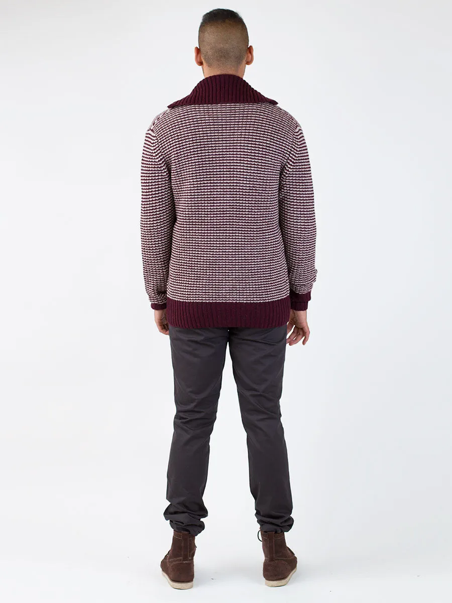 Plaid Knit Zip Roll Neck Cardy