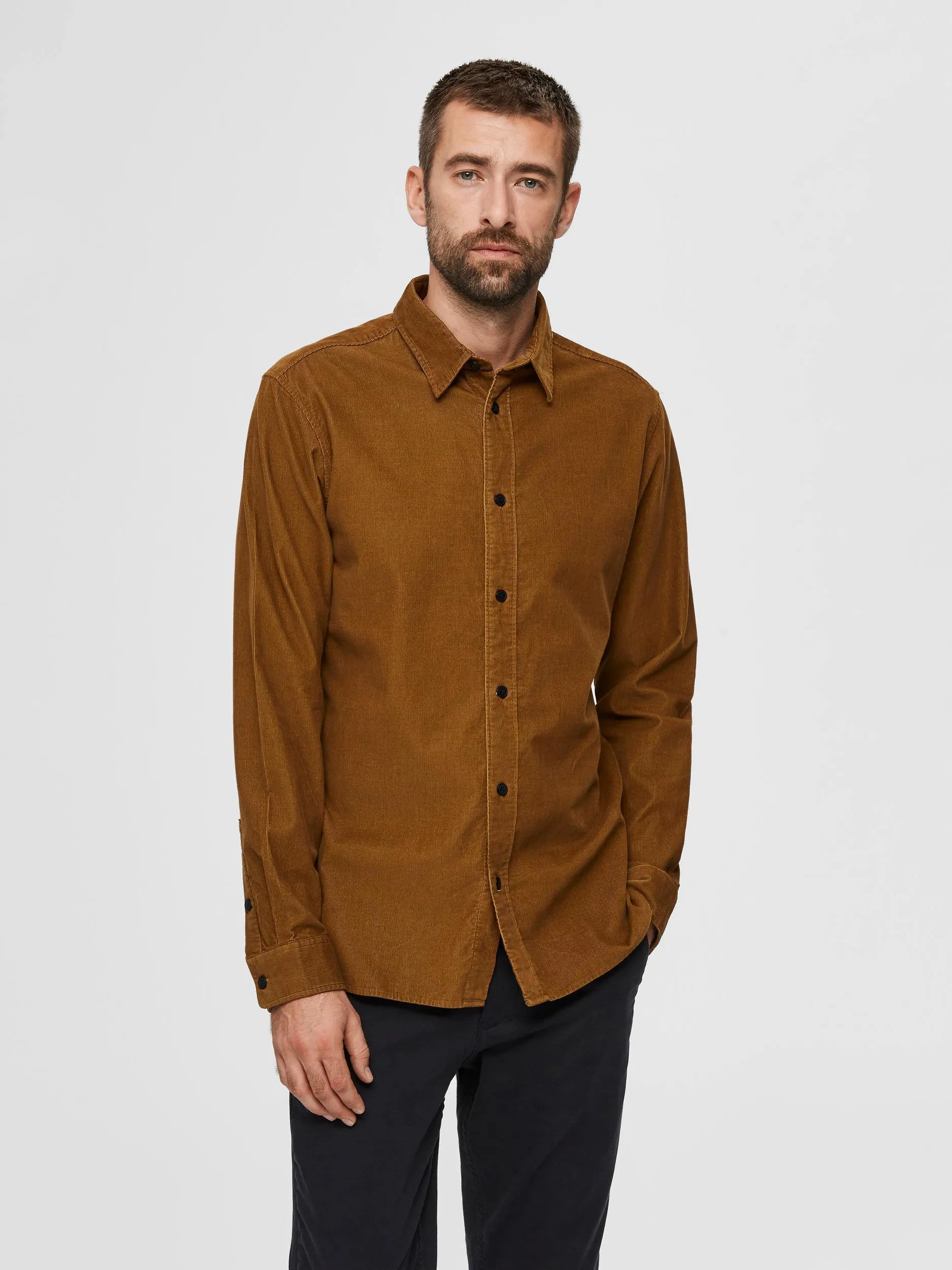 Selected Homme Henley - Regularfit fløjls skjorte