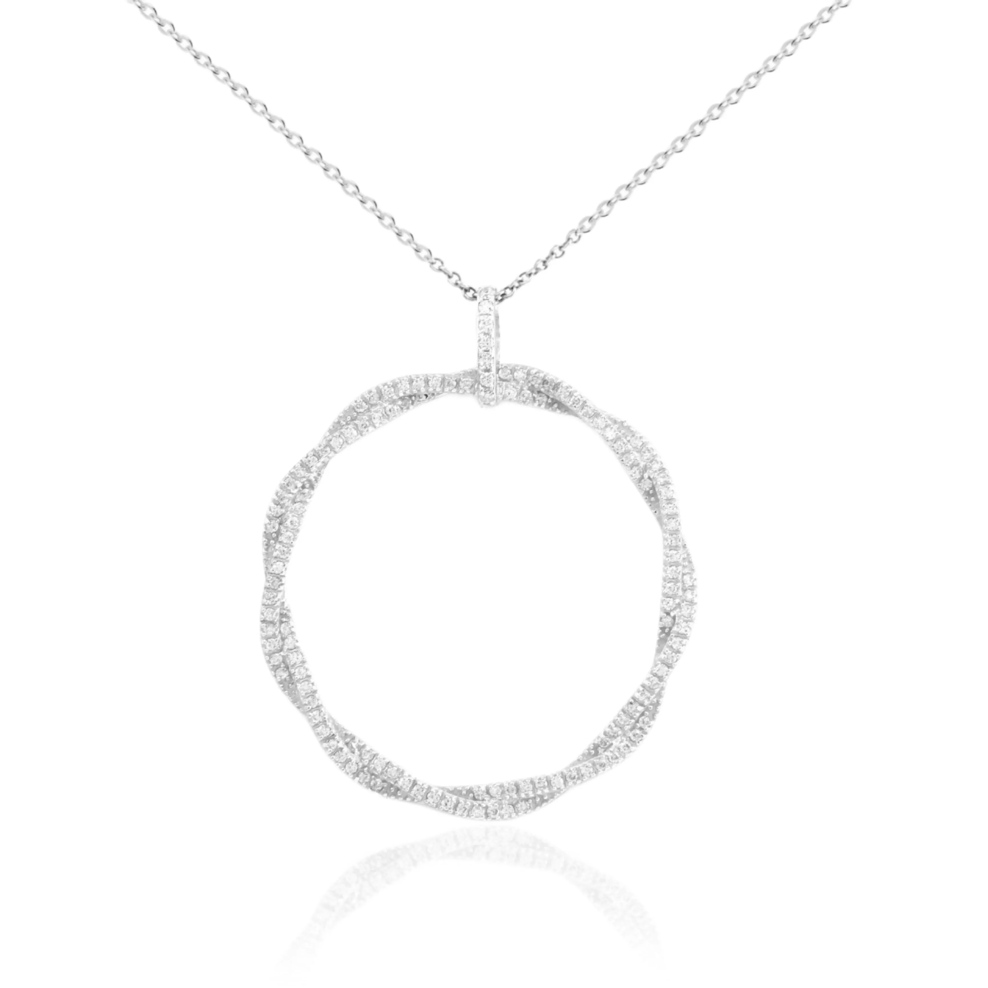 Sterling Silver Twisted Circle Pendant Necklace