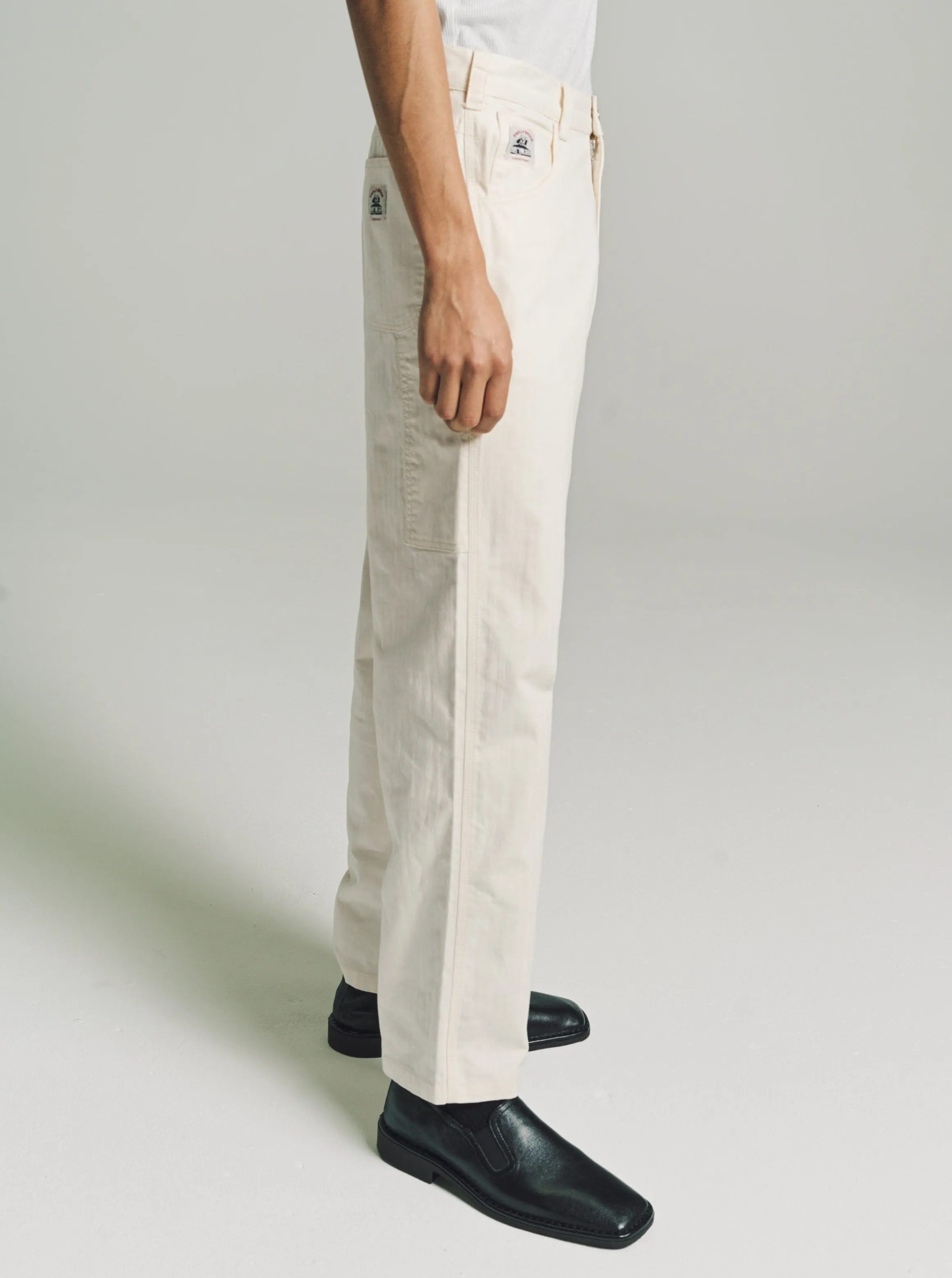 White Herringbone Knolly Brook Trousers